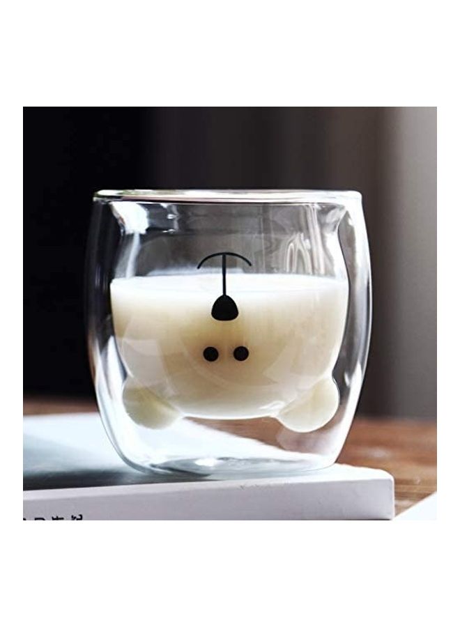 Cute Bear Shape Double Wall Insulated Glass Cup Clear