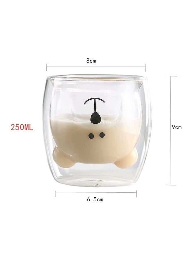 Cute Bear Shape Double Wall Insulated Glass Cup Clear