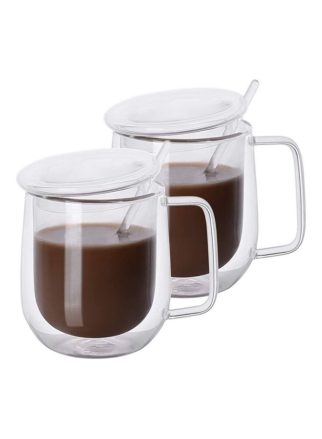 2-Piece Double Walled Coffee Mugs Clear