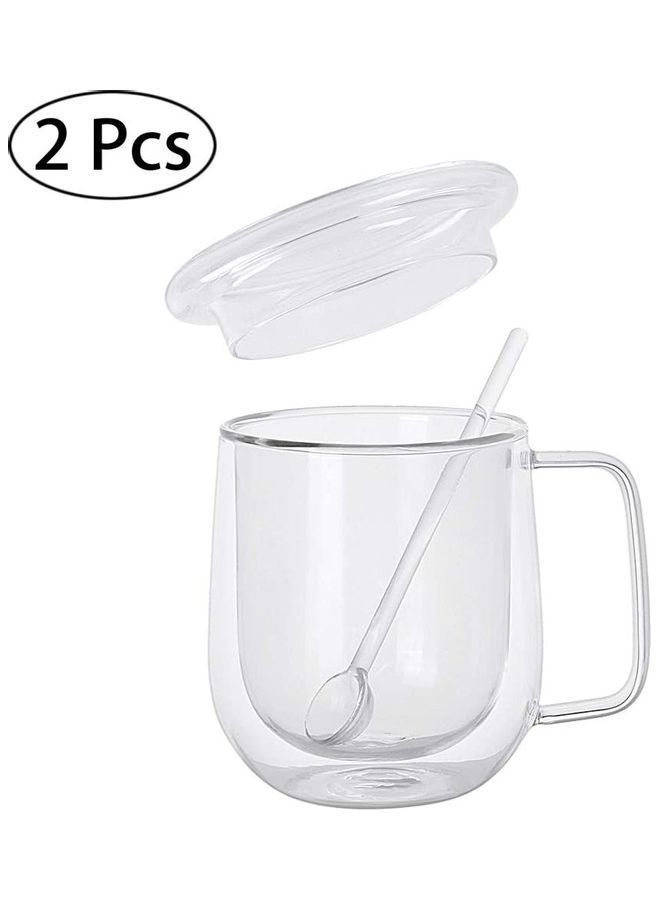 2-Piece Double Walled Coffee Mugs Clear