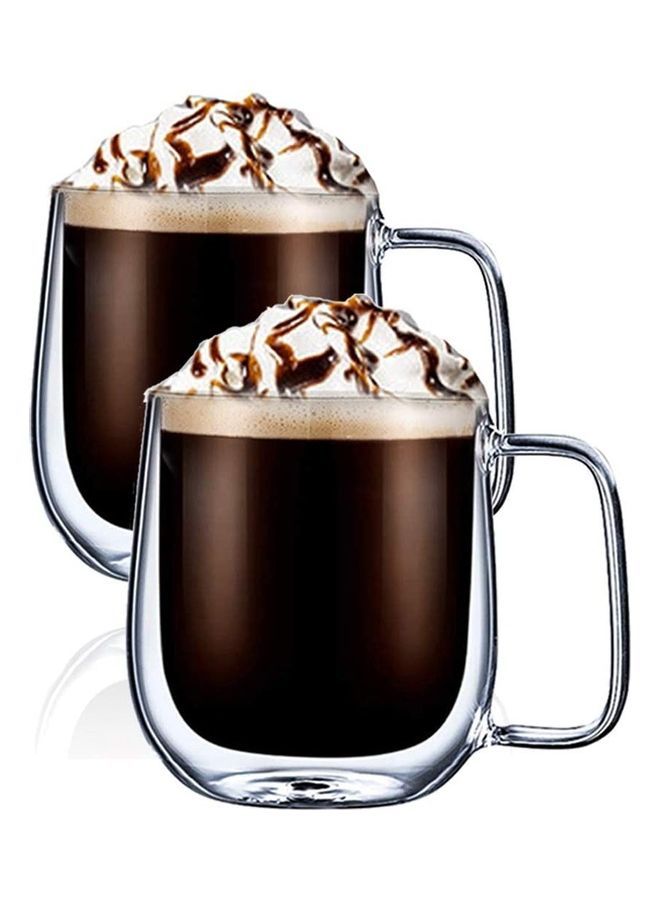 2-Piece Double Wall Thermo Glass Cup Set Clear