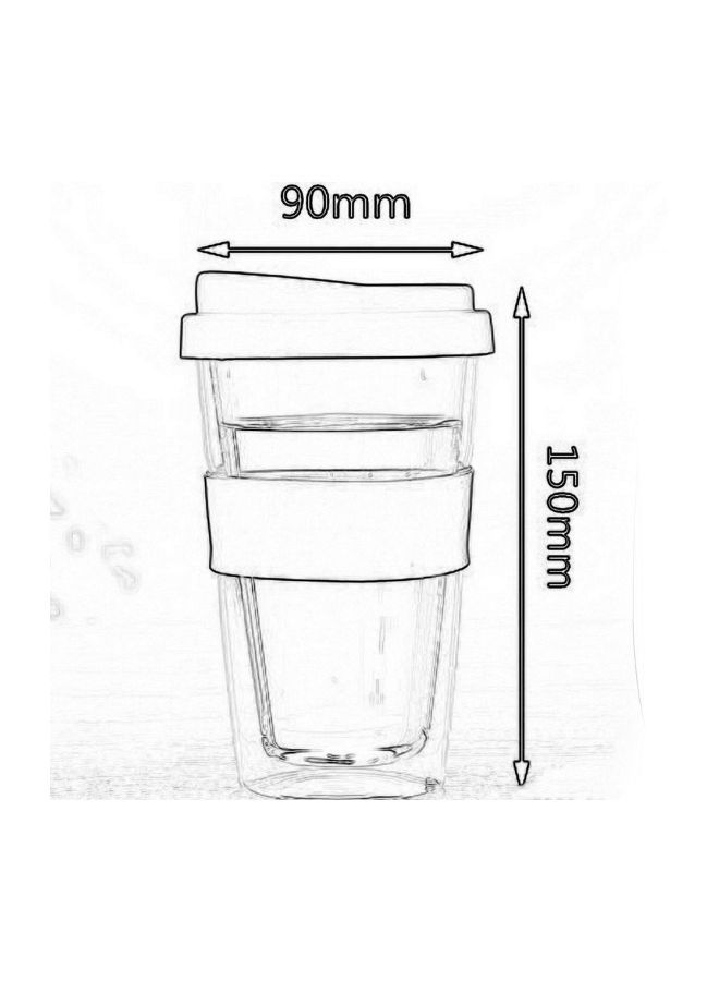 Heat Resistant Double Wall Cup With Lid Clear/Brown 1x1centimeter
