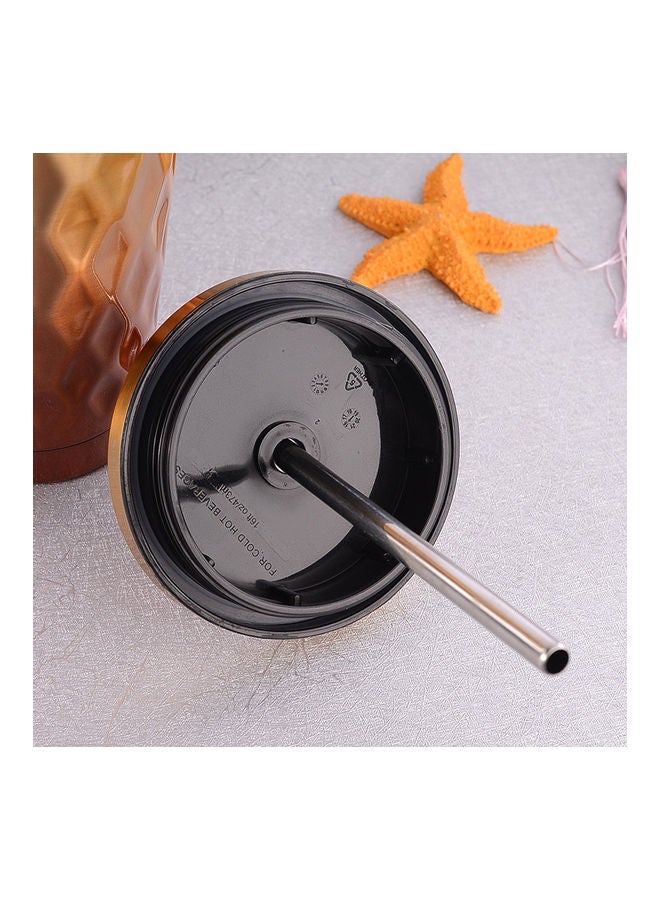 Double-Layer Stainless Steel Tumbler With Straw Pink/Gold