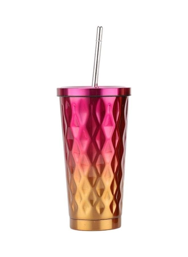 Double-Layer Stainless Steel Tumbler With Straw Pink/Gold