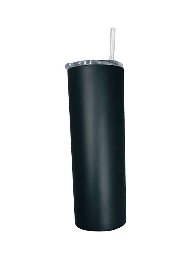 Double Vacuum Insulated Unbreakable Tumbler Cup With Lid/Straw Black 600ml