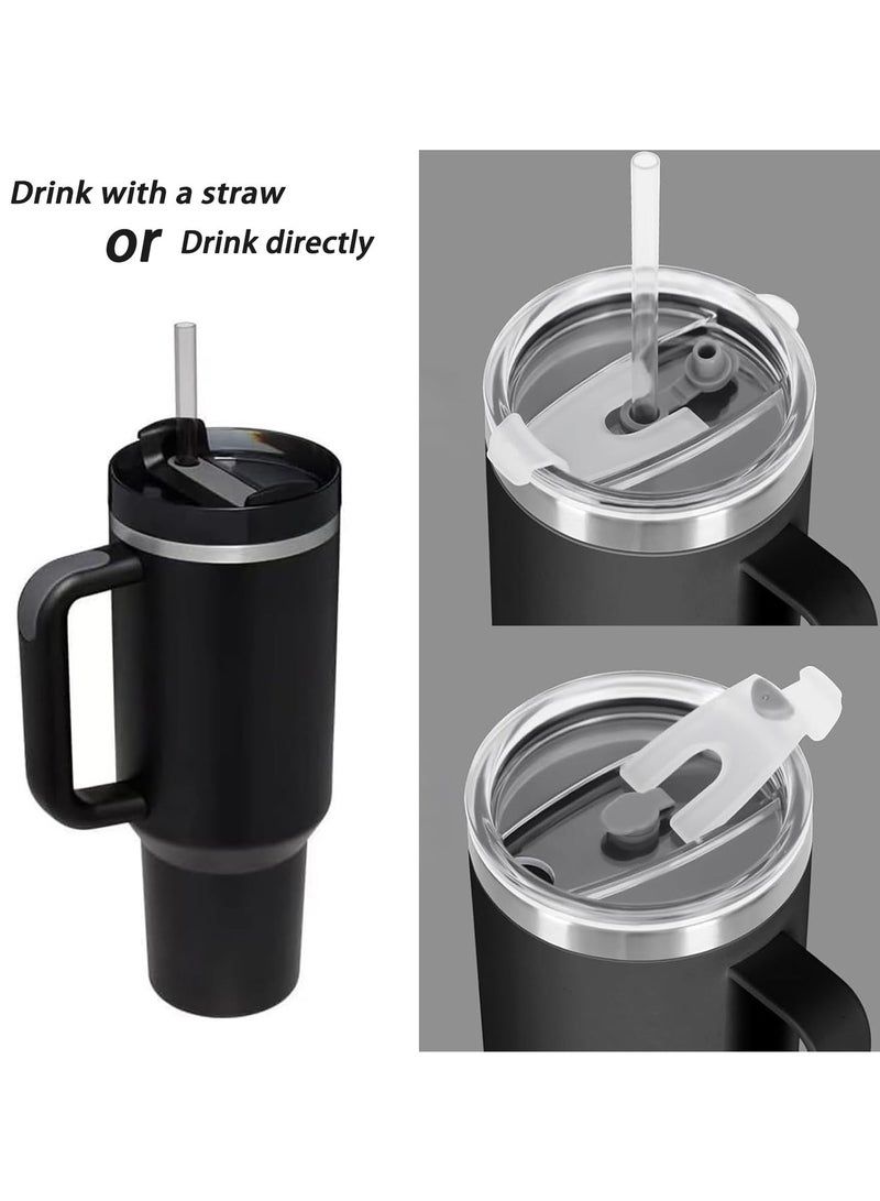 40z Insulated Tumbler with Straw Stainless Steel Vacuum Cup Travel Mug with Handle and Lid Straw, Ice&Warm Coffee Tea Milk Drink Travel Mug Portable Thermal Cup for Office Kitchen (cream)