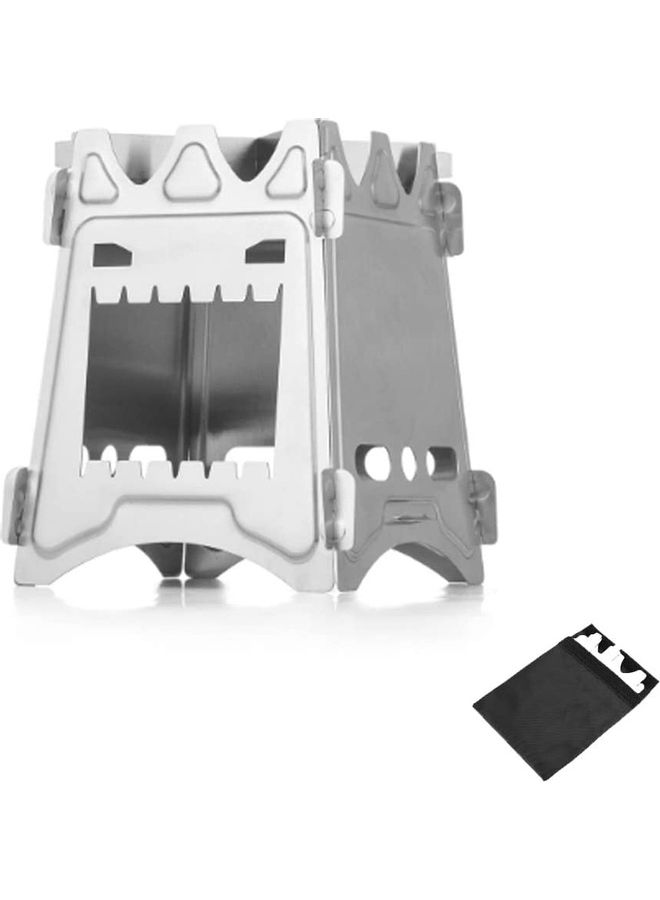 Portable Folding Stainless Steel Outdoor Wood Burning Camp Stove with Bag 6.3 x 5inch