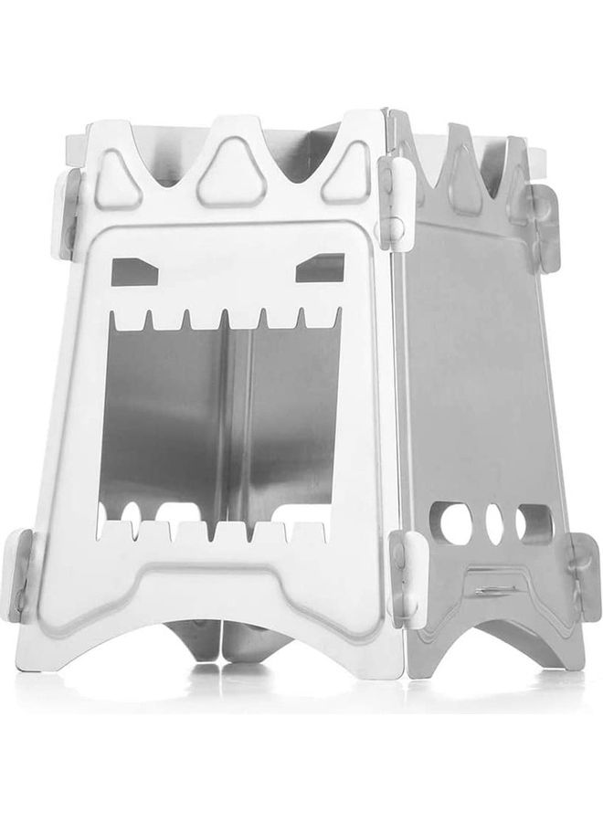 Portable Folding Stainless Steel Outdoor Wood Burning Camp Stove with Bag 6.3 x 5inch