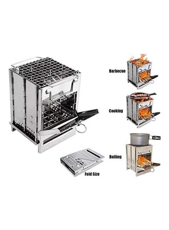 Portable Folding Stainless Steel Outdoor Wood Burning Camp Stove 27 x 20 20cm