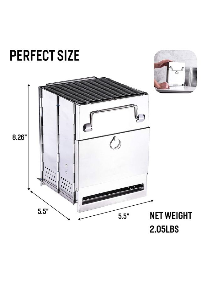 Portable Folding Stainless Steel Outdoor Wood Burning Camp Stove with Bag 8.26 x 5.5 5.5inch