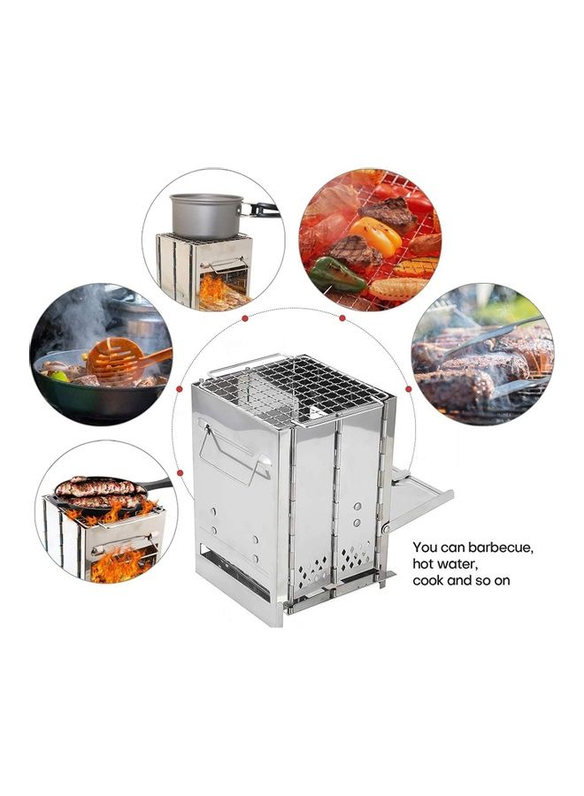 Portable Folding Stainless Steel Wood Burning Camping Stove 10.6 x 8inch