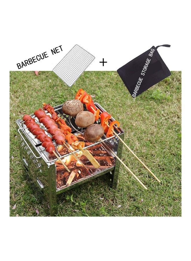 Portable Folding Stainless Steel Outdoor Wood Burning Camp Stove with Net and Bag 30 x 18cm