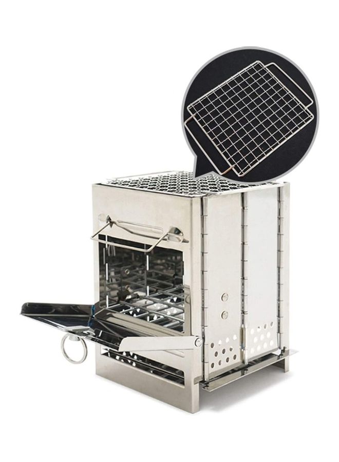 Portable Folding Stainless Steel Wood Burning Camping Stove 21 x 14 14cm