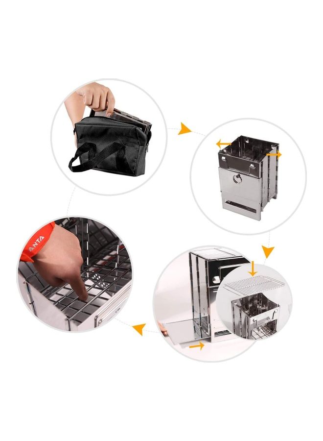 Portable Folding Stainless Steel Outdoor Wood Burning Camp Stove with Bag 10.6 x 7.8 7.8inch