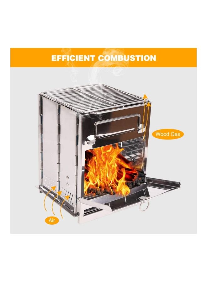Portable Folding Stainless Steel Outdoor Wood Burning Camp Stove with Bag 10.6 x 7.8 7.8inch