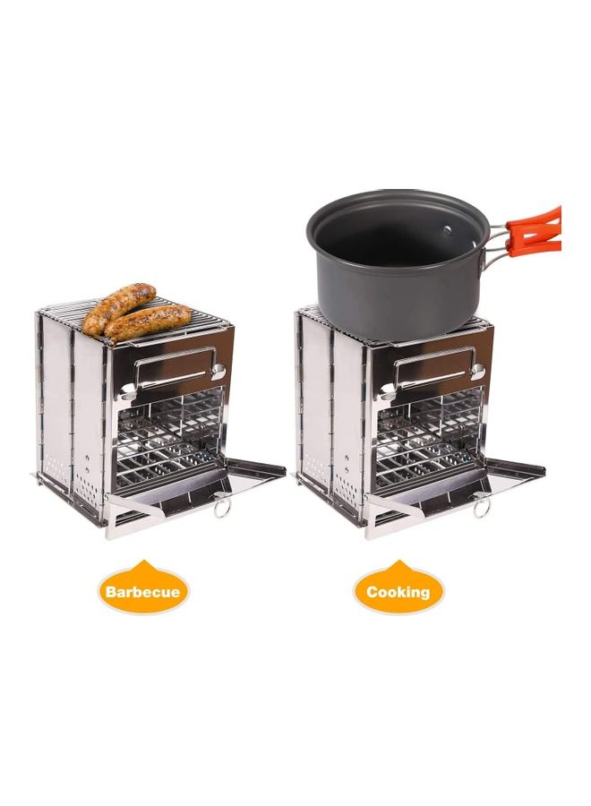 Portable Folding Stainless Steel Outdoor Wood Burning Camp Stove with Bag 10.6 x 7.8 7.8inch