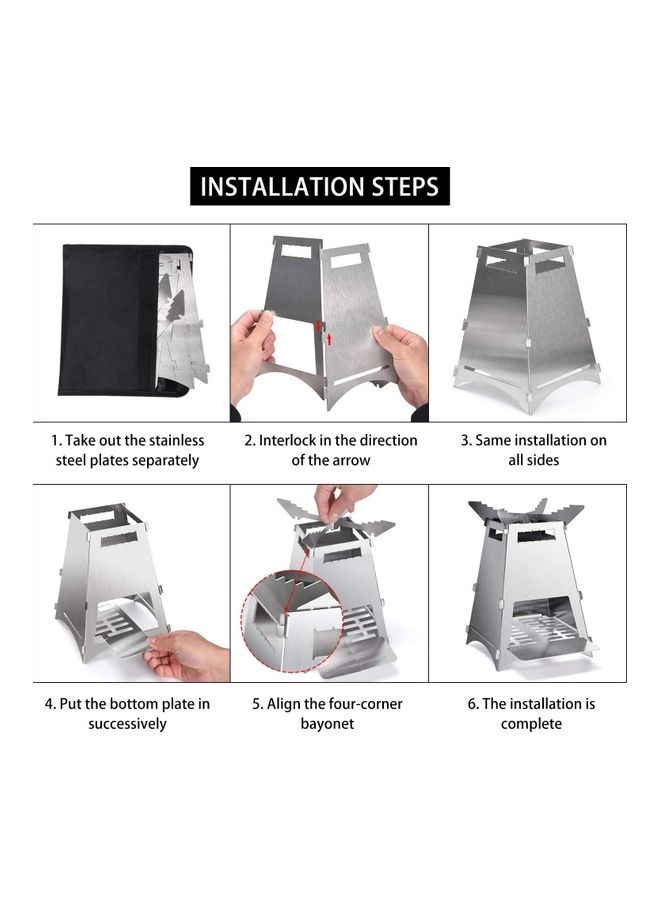 Portable Wood Burning Stove 16.5 x 24.5`cm
