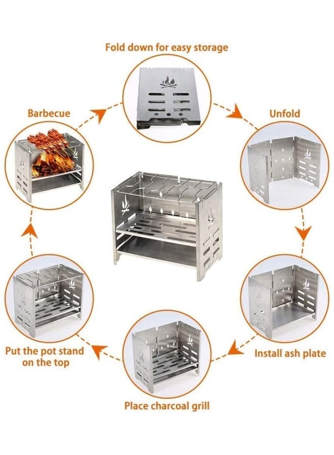 Collapsible Wood Burning Camping Rocket Stove 21x12.7x18cm