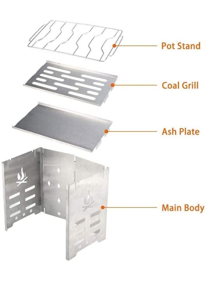 Collapsible Wood Burning Camping Rocket Stove 21x12.7x18cm