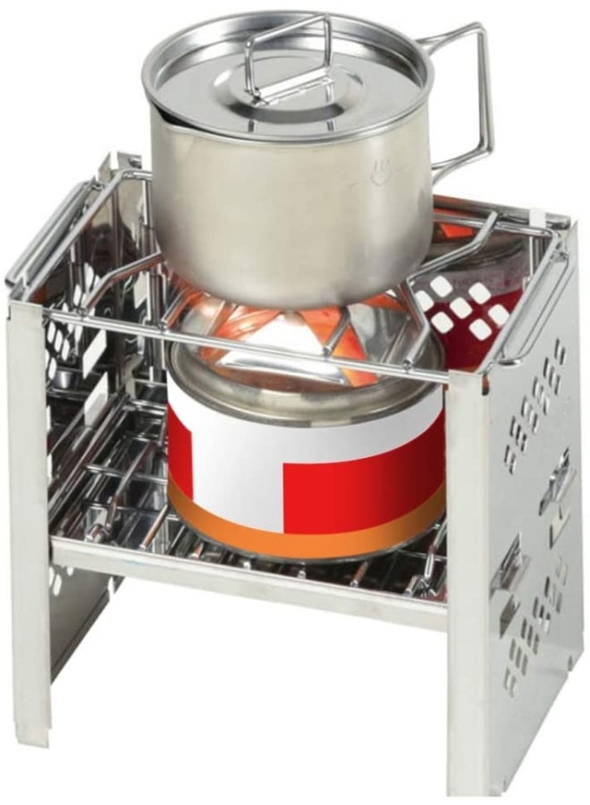 Folding Stainless Steel Wood Burning Camp Stove 185x150x190mm