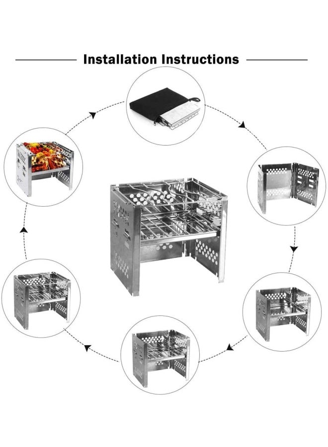 Folding Stainless Steel Wood Burning Camp Stove 185x150x190mm