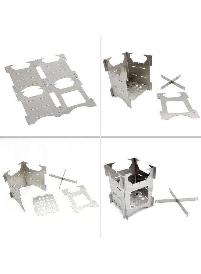 Folding Stainless Steel Wood Burning Camp Stove 10x12.7x10cm