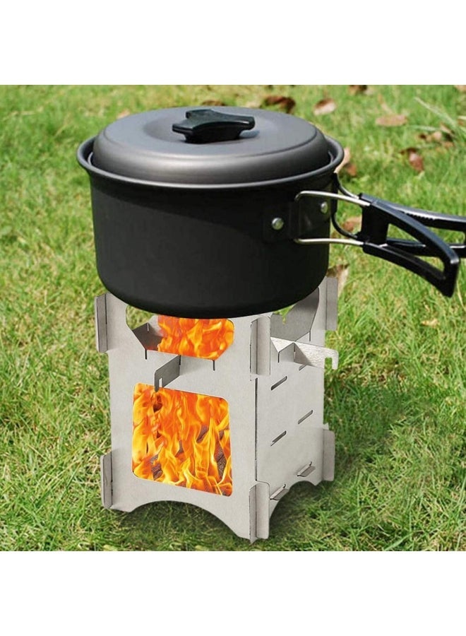 Folding Stainless Steel Wood Burning Camp Stove 10x12.7x10cm