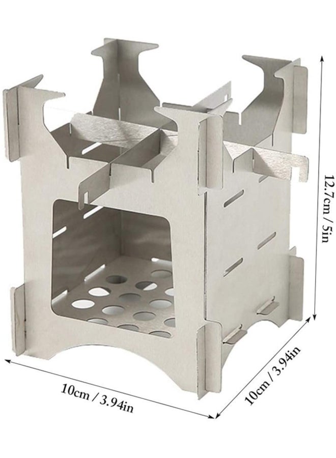 Folding Stainless Steel Wood Burning Camp Stove 10x12.7x10cm