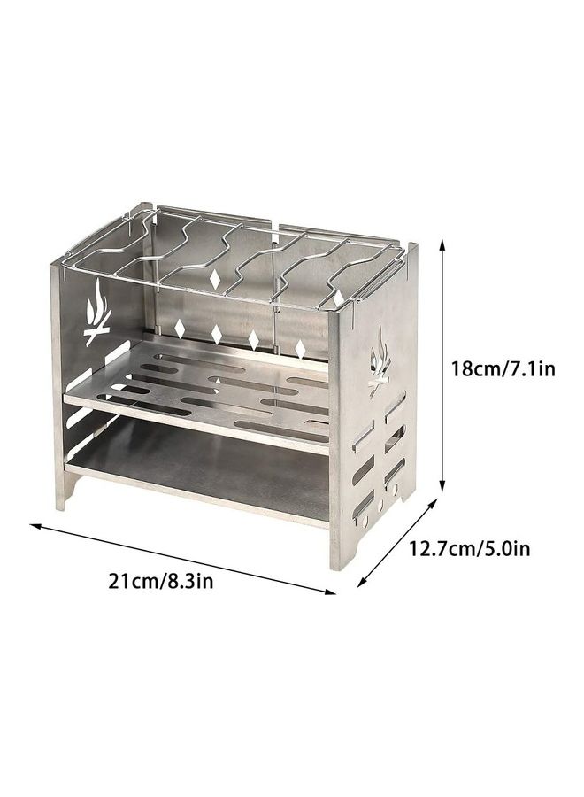 Portable Folding Stainless Steel Outdoor Wood Burning Camp Stove 21 x 18 12.7cm