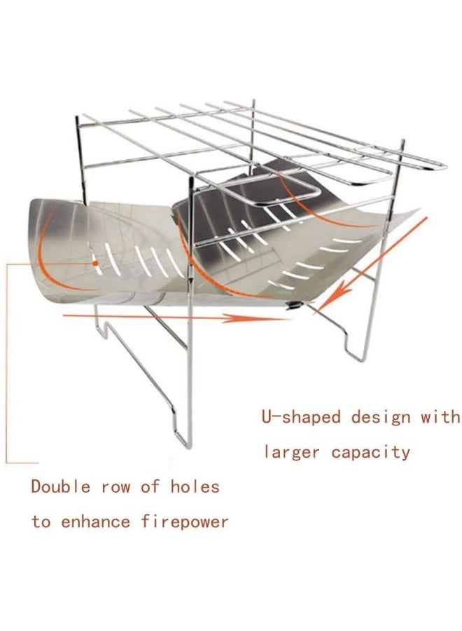 Folding Stainless Steel Wood Burning Camp Stove 15x10inch