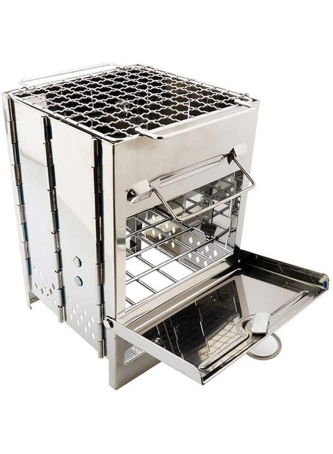 Stainless Steel Folding Wood Burning Camping Stove 14x21x14cm