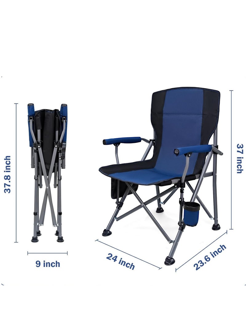 GO2CAMPS Premium Foldable Camping Chair with Cup Holder, Storage Pouches, Heavy-Duty and Comfortable Design | Supports Up to 150 Kg | Trip Chair,Camping,Gardening,Fishing,Travel,Picnic and Festivals (GREY)
