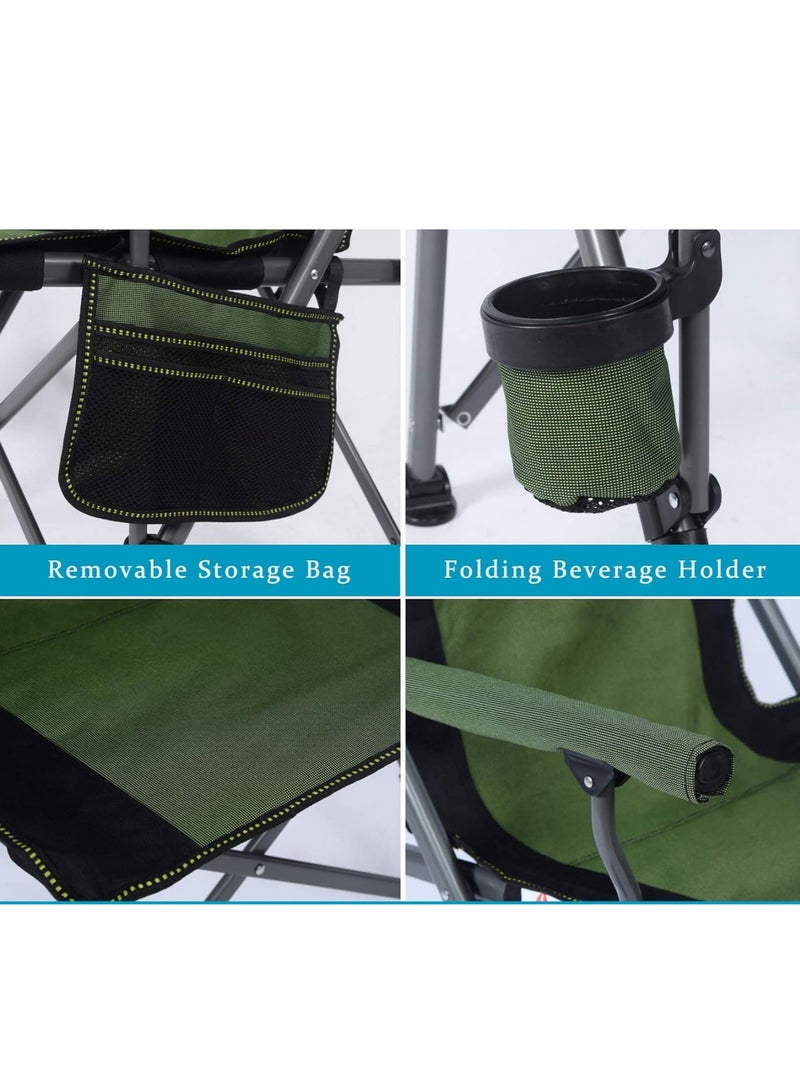 GO2CAMPS Premium Foldable Camping Chair with Cup Holder, Storage Pouches, Heavy-Duty and Comfortable Design | Supports Up to 150 Kg | Trip Chair,Camping,Gardening,Fishing,Travel,Picnic and Festivals (GREEN)