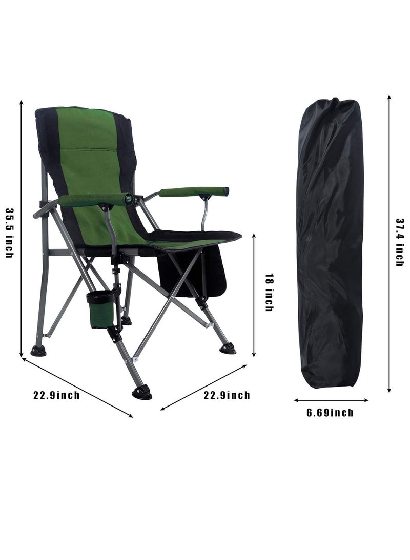 GO2CAMPS Premium Foldable Camping Chair with Cup Holder, Storage Pouches, Heavy-Duty and Comfortable Design | Supports Up to 150 Kg | Trip Chair,Camping,Gardening,Fishing,Travel,Picnic and Festivals (GREEN)