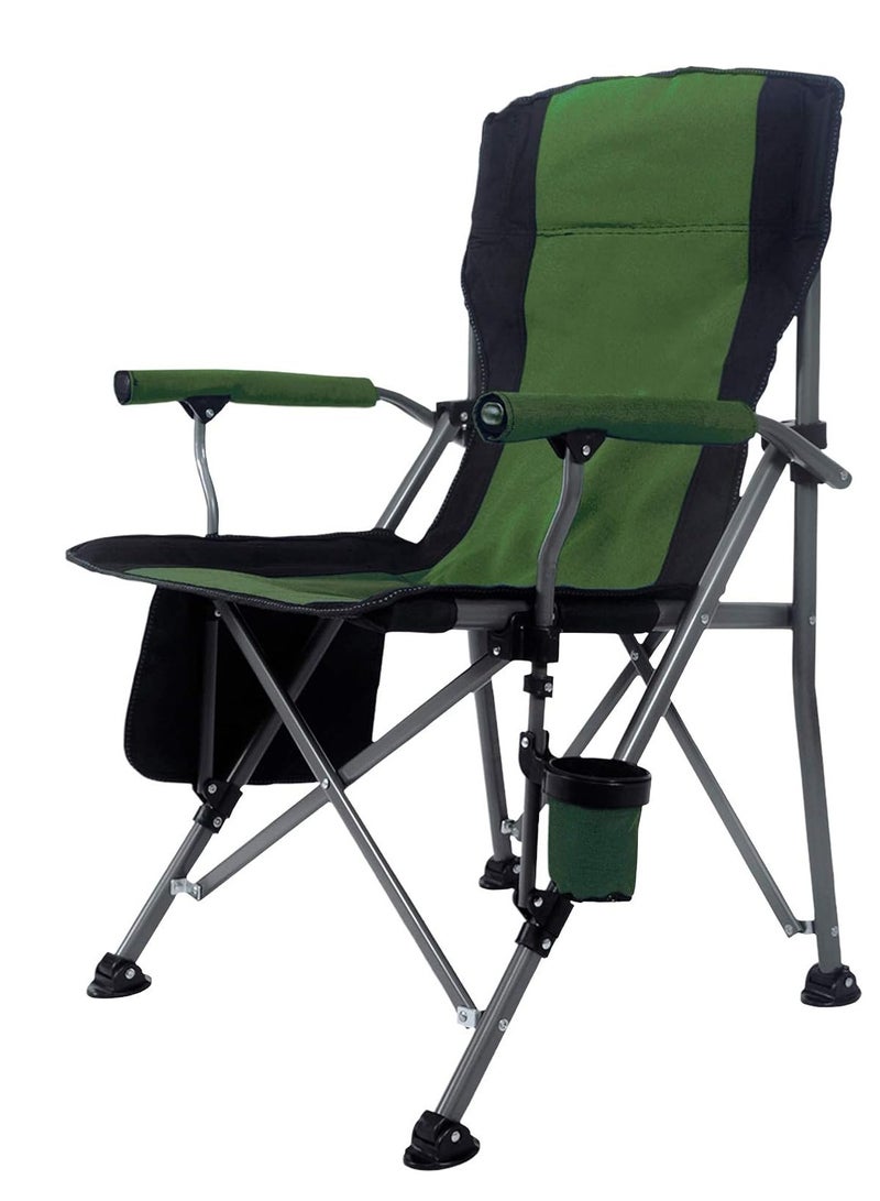GO2CAMPS Premium Foldable Camping Chair with Cup Holder, Storage Pouches, Heavy-Duty and Comfortable Design | Supports Up to 150 Kg | Trip Chair,Camping,Gardening,Fishing,Travel,Picnic and Festivals (GREEN)