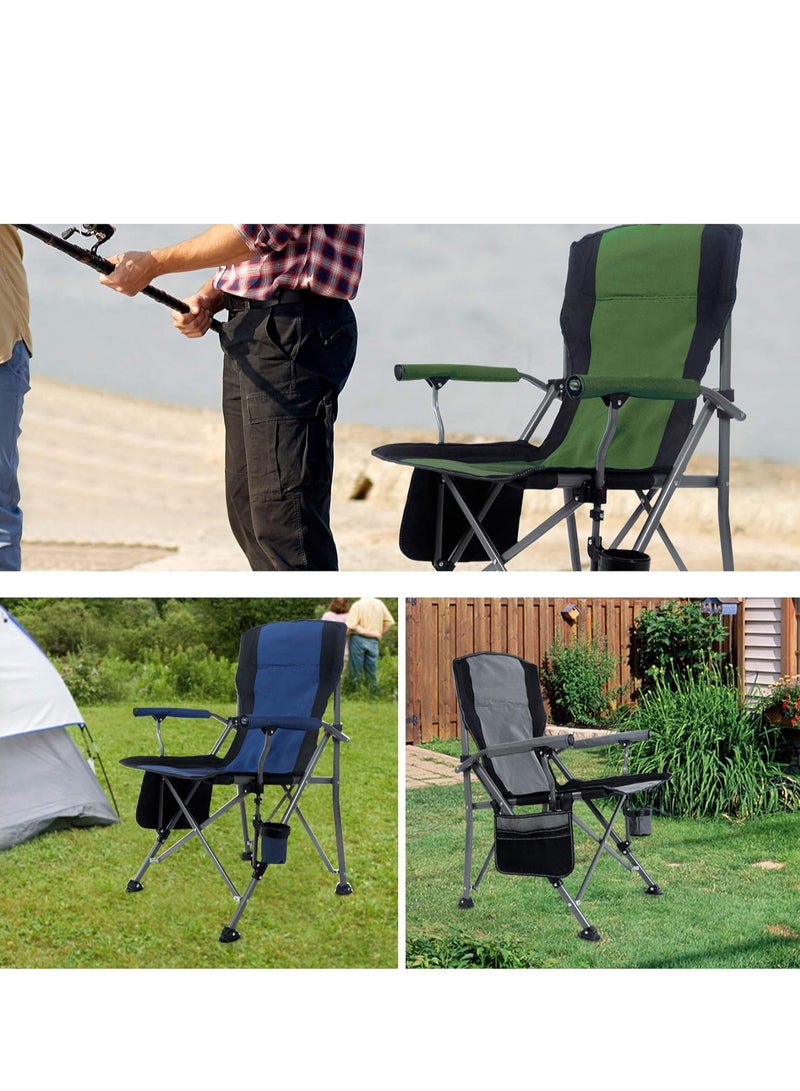 GO2CAMPS Premium Foldable Camping Chair with Cup Holder, Storage Pouches, Heavy-Duty and Comfortable Design | Supports Up to 150 Kg | Trip Chair,Camping,Gardening,Fishing,Travel,Picnic and Festivals (GREEN)