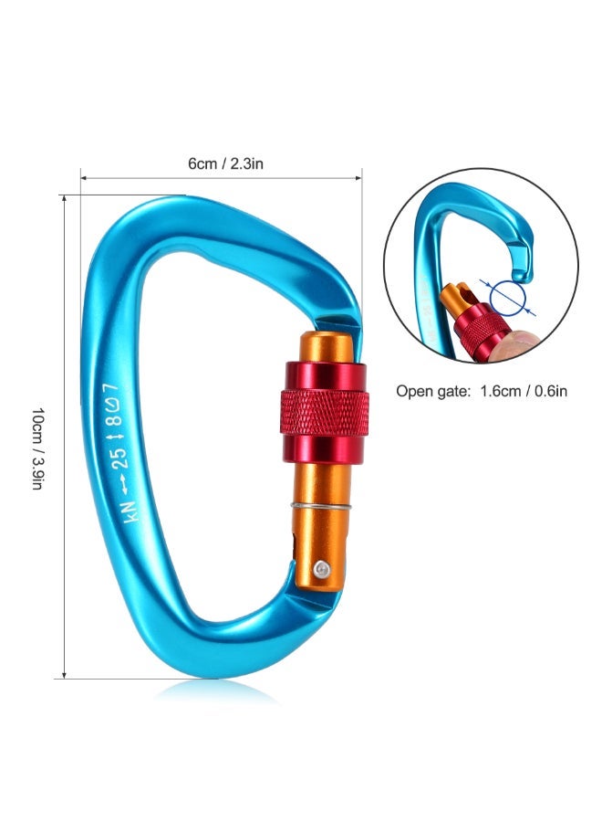 D-Shape Screw Locking Gate Carabiner 10.2 x 2 6.1cm