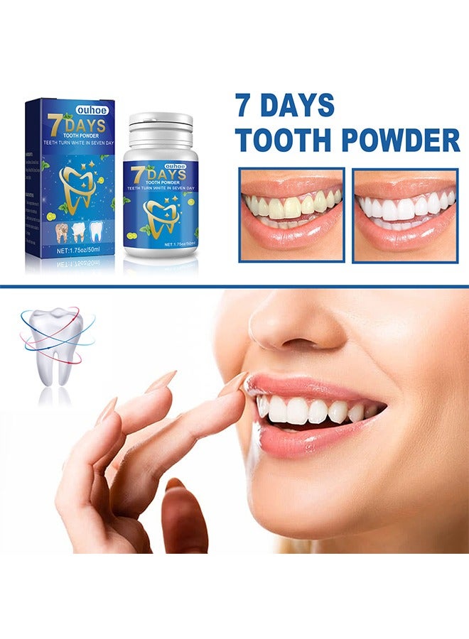 7 Days Tooth Powder -Teeth Turn White In Seven Day, Organic Vegan Fluoride Free Remineralizing Tooth Cleaning Powder 50ml