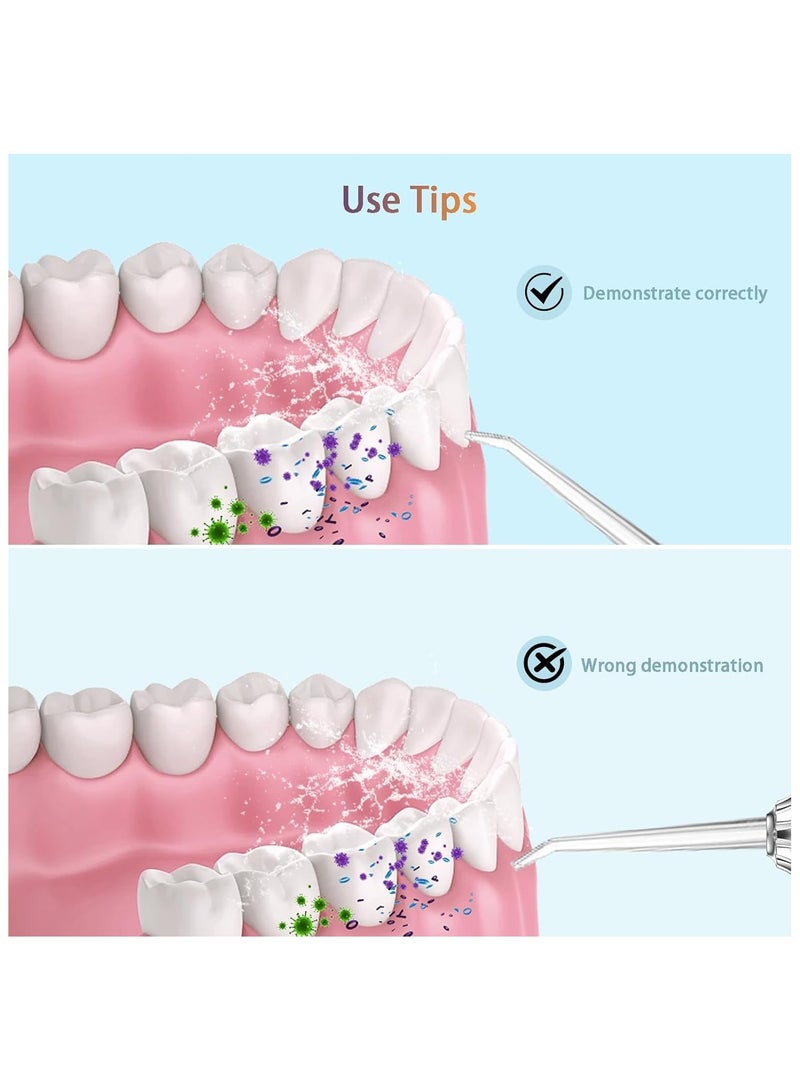 Water Dental Flosser Oral Irrigator with 3 Modes Cordless Water Teeth Cleaner Pick 4 Tips, IPX7 Waterproof Rechargeable Portable Powerful Battery for Travel & Home Braces & Bridges Care
