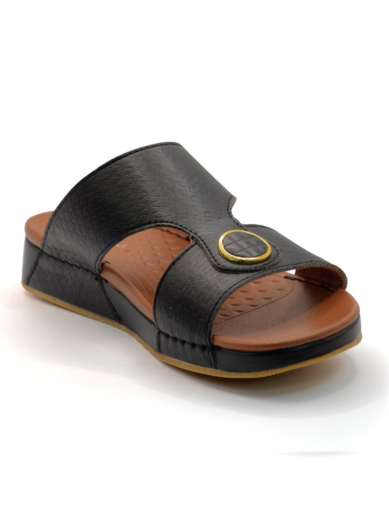 Al Baaz Black Arabic Sandals for Men - Traditional Leather Men Sandals