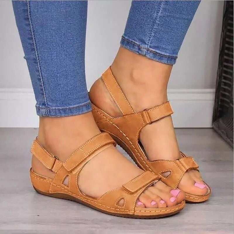 2023 Plus Size Casual Womens Sandals with BuckleOrange Orange