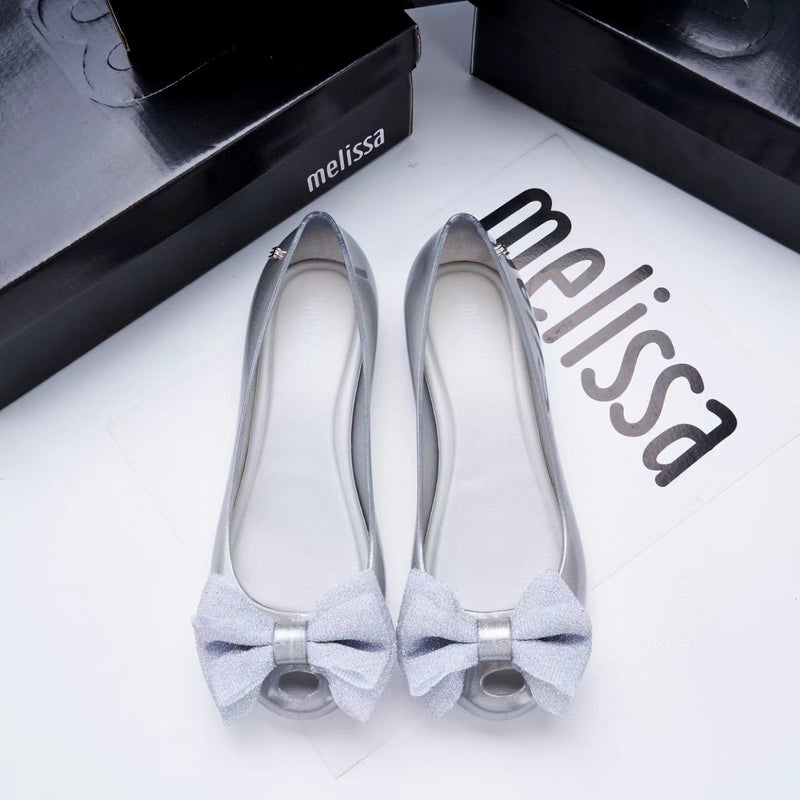 2024 Melissa New Womens Shoes melissa Bow Shoes Womens Sandals Beach Shoes Fragrant ShoesSilver Silver