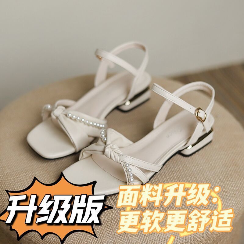 2024 Summer Flat Sandals Womens Low Heel Roman Fairy Stylebeige upgrade beige upgrade