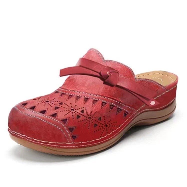 Summer 2023 Womens Cut-Out Wedge SandalsRed Red