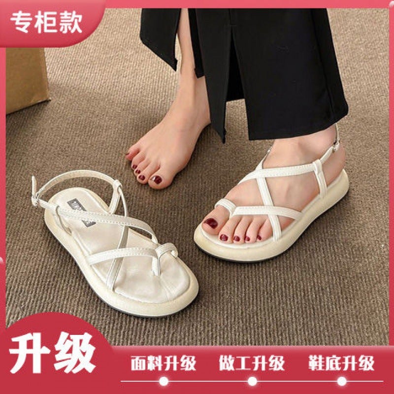 2024 Fairy Style Flats Retro Toe-Clip Sandalscreamy-white [counter]] creamy-white [counter]]