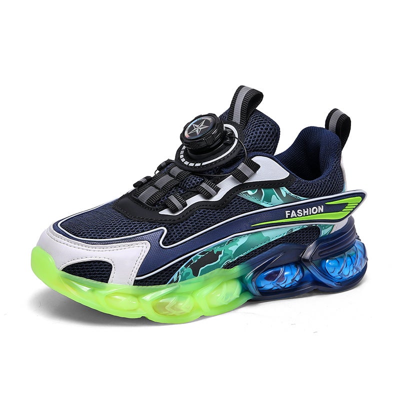 2024 Kids Breathable Running Shoes with Rotating ButtonRH1802 dark blue RH1802 dark blue