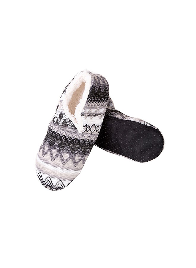 Winter Print Soft-Soled Slipper Socks Black/Grey