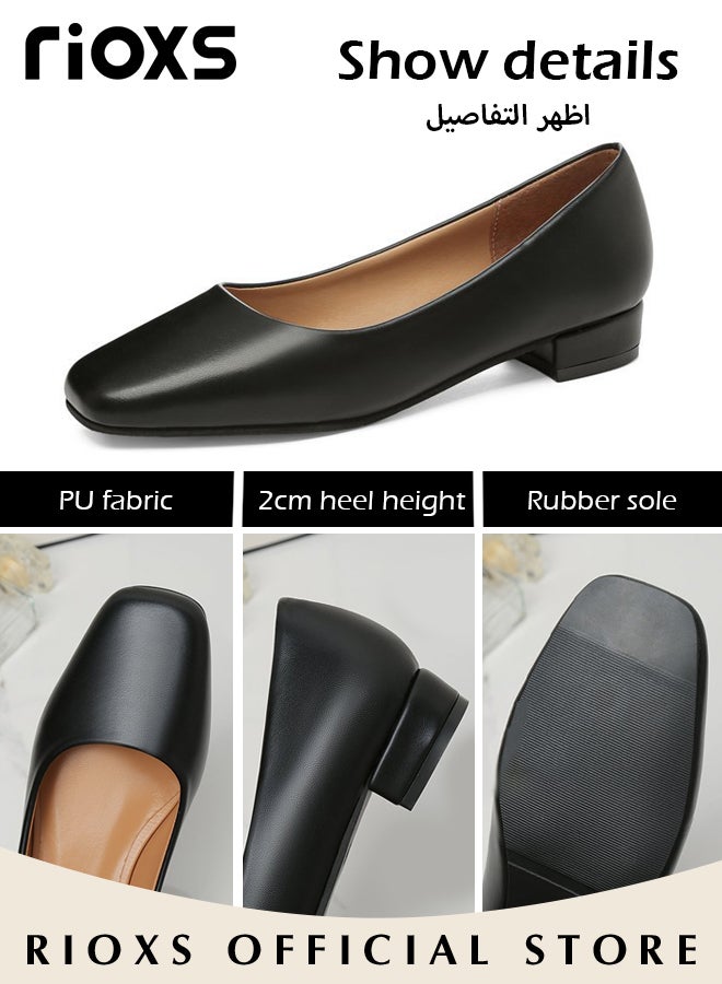 Women's Square Closed Toe Chunky Heels Comfortable Block Low Heel Dress Shoes Low Heel For Office Work Business Formal Occasions