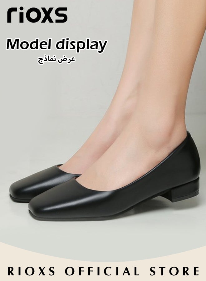 Women's Square Closed Toe Chunky Heels Comfortable Block Low Heel Dress Shoes Low Heel For Office Work Business Formal Occasions