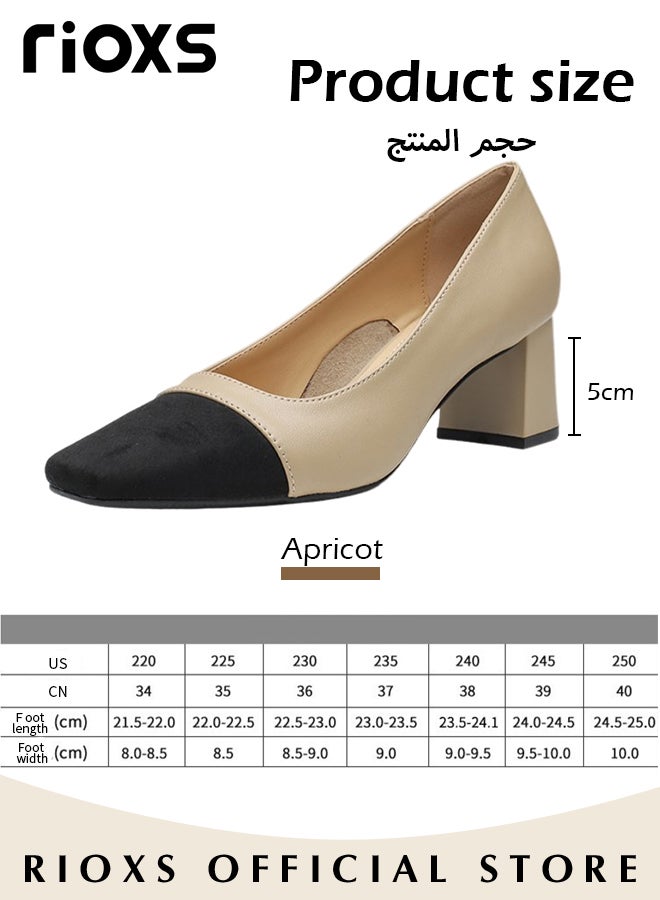 Women's Square Closed Toe Chunky Heels Comfortable Block Low Heel Dress Shoes Low Heel For Office Work Business Formal Occasions